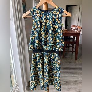 Zara Womens Yellow Black Green Floral Tank Mini Dress (S)